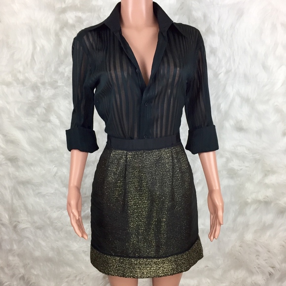 Ann Taylor Loft Gold Tweed Taffeta Overlay Skirt - Picture 3 of 8